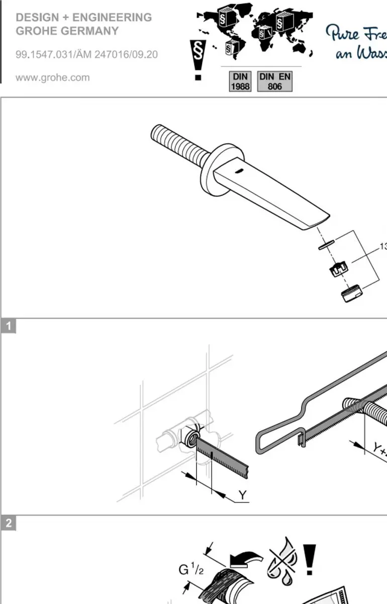 GROHE Eurosmart Baduitloop 171mm - Chroom - afbeelding 4 van 6