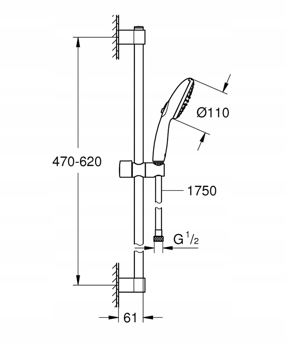 Grohe Tempesta 110 Doucheset 600mm - Chroom - afbeelding 3 van 3