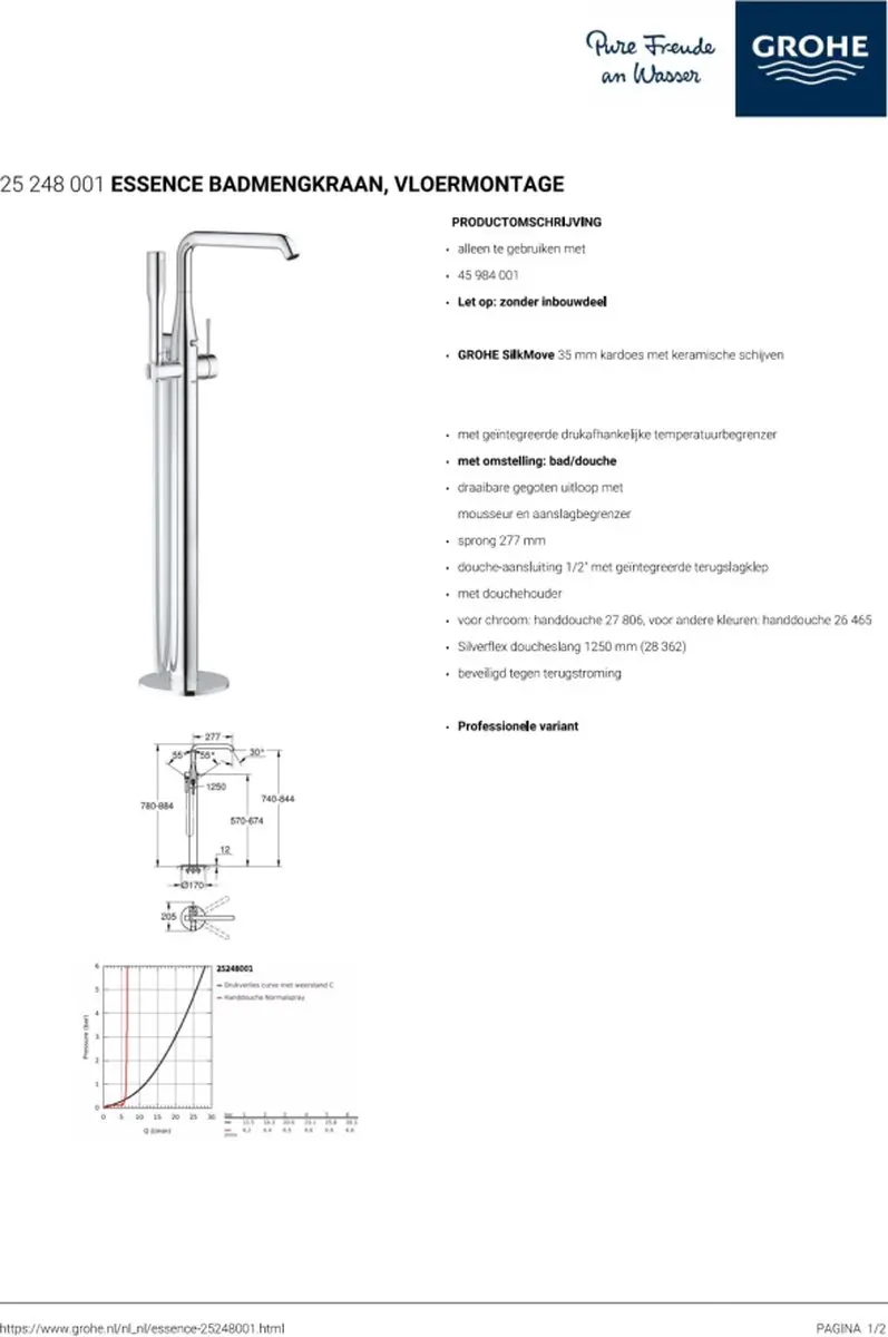 GROHE Essence 25248001 Badkraan - Chroom - afbeelding 4 van 4