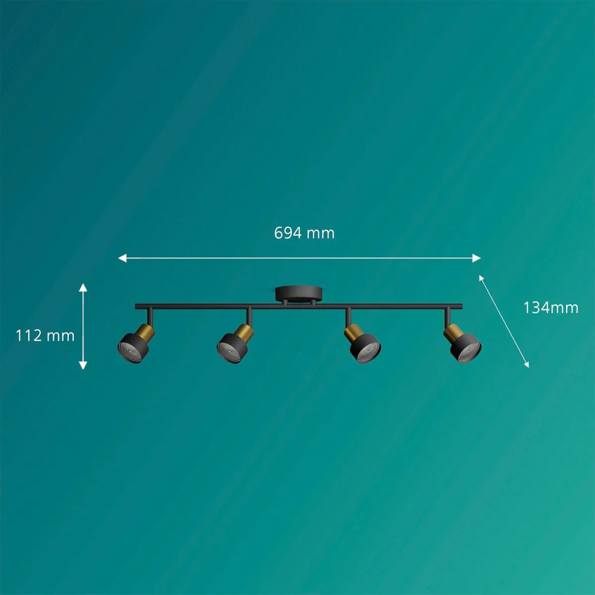 Philips Conduit Opbouwspot 4x GU10 - Warmwit - Zwart/Goud