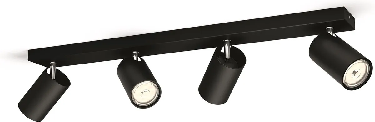 Philips Kosipo Opbouwspot Zwart - 4x GU10 Warmwit 2700K