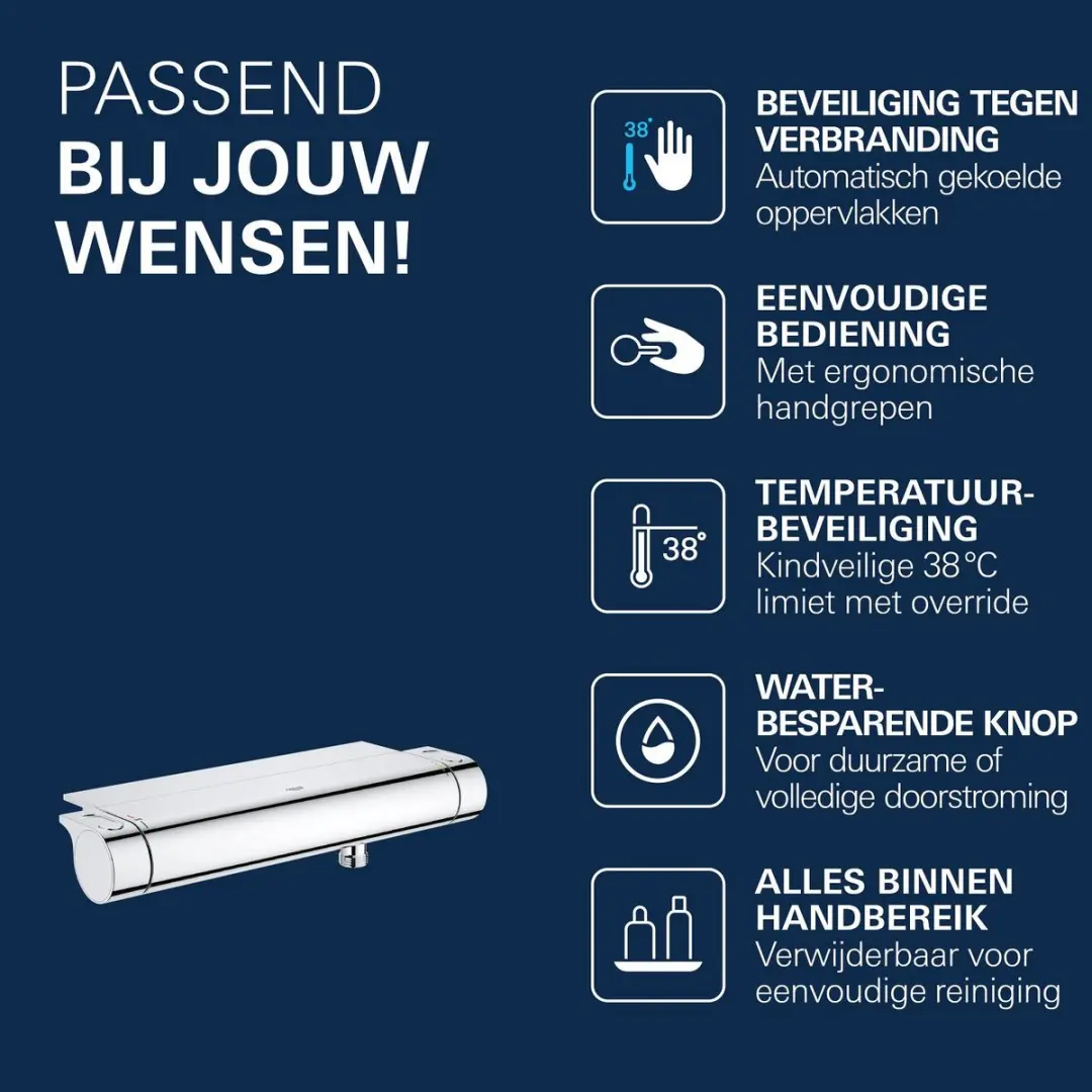 Grohe Grohtherm 2000 Thermostaatkraan 15cm - Chroom - afbeelding 6 van 6