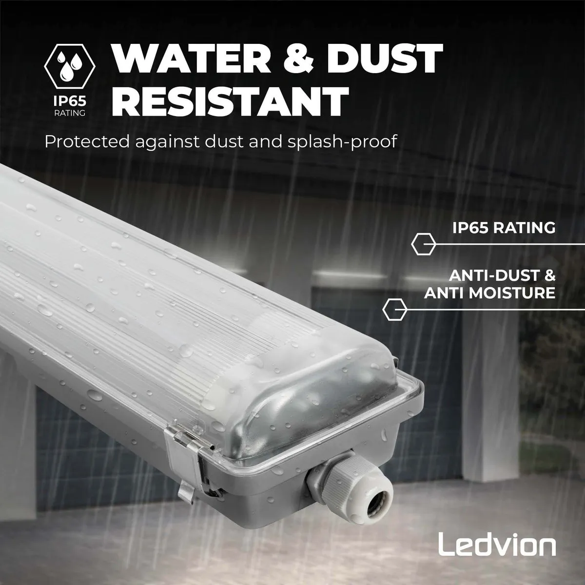 Ledvion 2x LED Armatuur 150cm 28W 6500K - Grijs