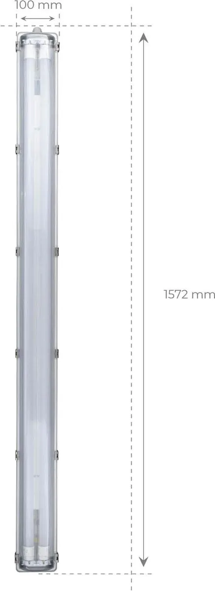 Ledvion 2x LED Armatuur 150cm 28W 6500K - Grijs
