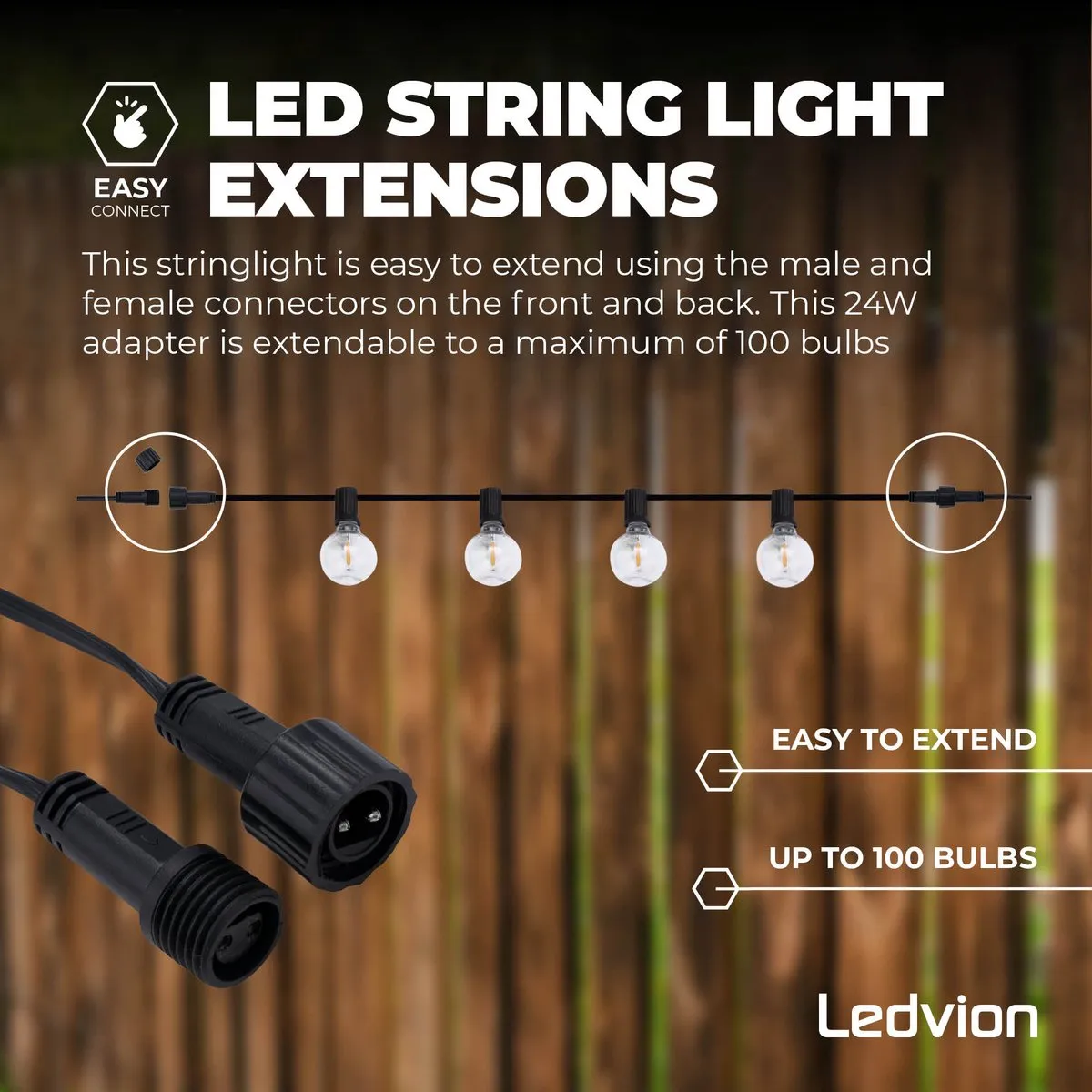 LEDVION Lichtsnoer 19.5M - 30x E12 LED 9W 2700K IP44