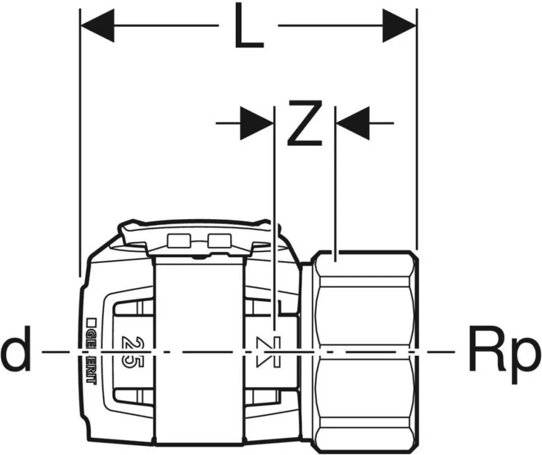 Geberit FlowFit Schroefbus 50mm - 1 1/2" - Siliciumbrons - afbeelding 2 van 3
