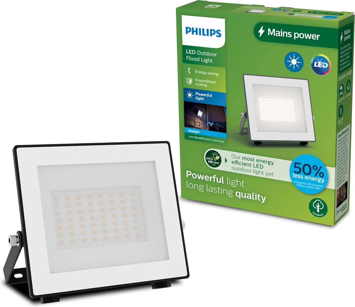 Philips Lois UltraEfficient Floodlight 14W - Koelwit 5000K - Zwart