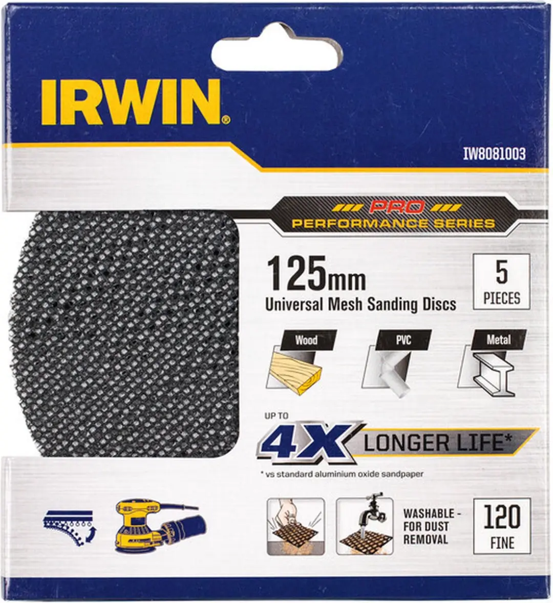 Irwin Schuurgaas Excentrisch 125mm K120 - 5 Stuks - afbeelding 3 van 3