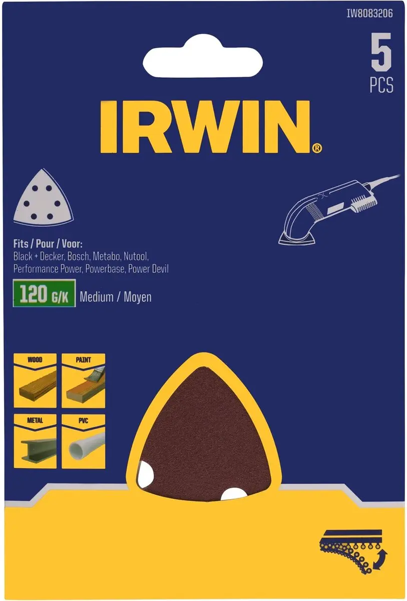 Irwin Schuurstroken Delta K120 93x93mm - 5 Stuks - afbeelding 2 van 2