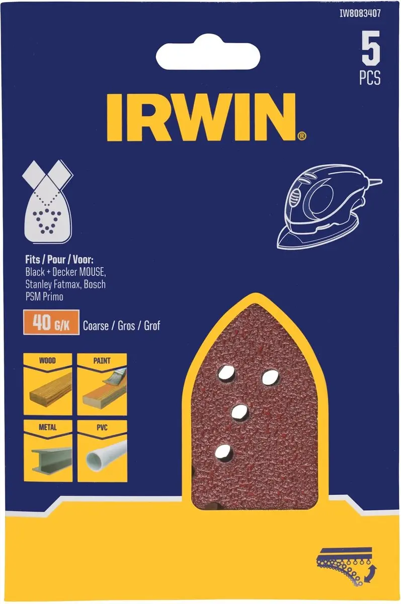Irwin Schuurstroken Black & Decker Mouse K40 - 5 Stuks - afbeelding 2 van 2
