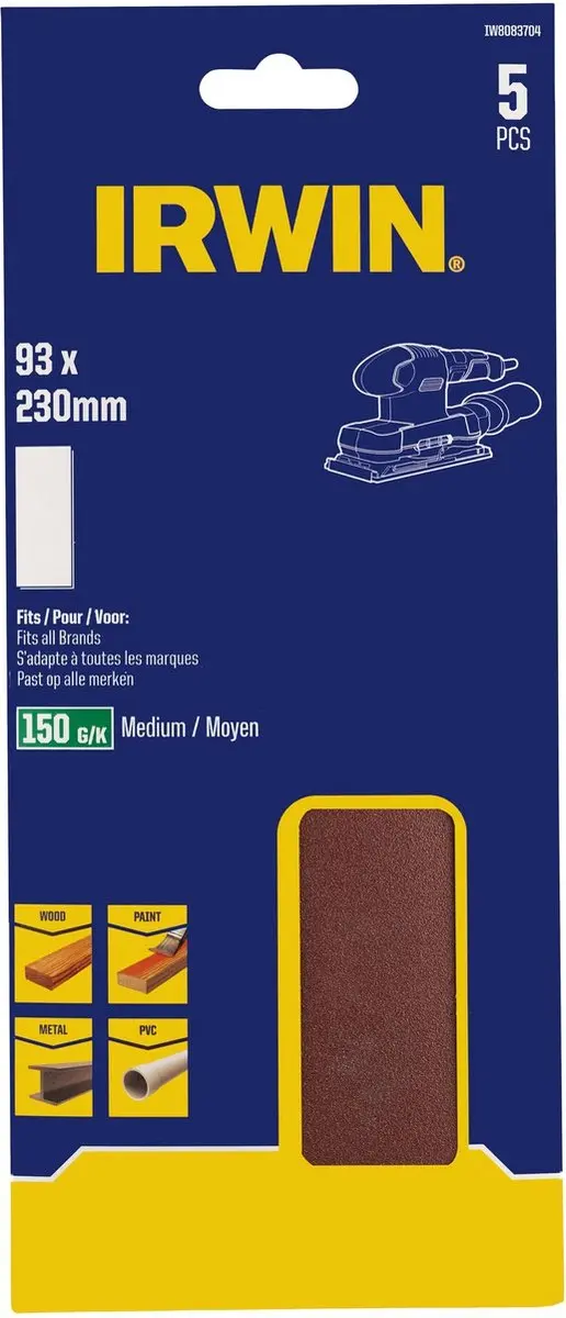 Irwin Schuurstroken 1/3 Vlakschuur K150 - 5 Stuks - afbeelding 2 van 2