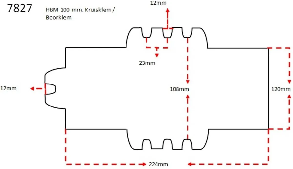 HBM 100mm Kruisklem/Boorklem
