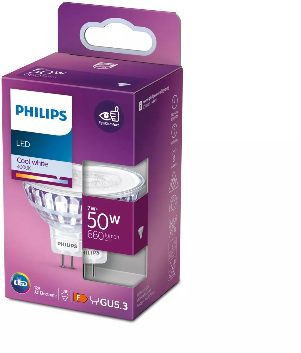 Philips LED Spot GU5.3 7W - Koelwit 4000K