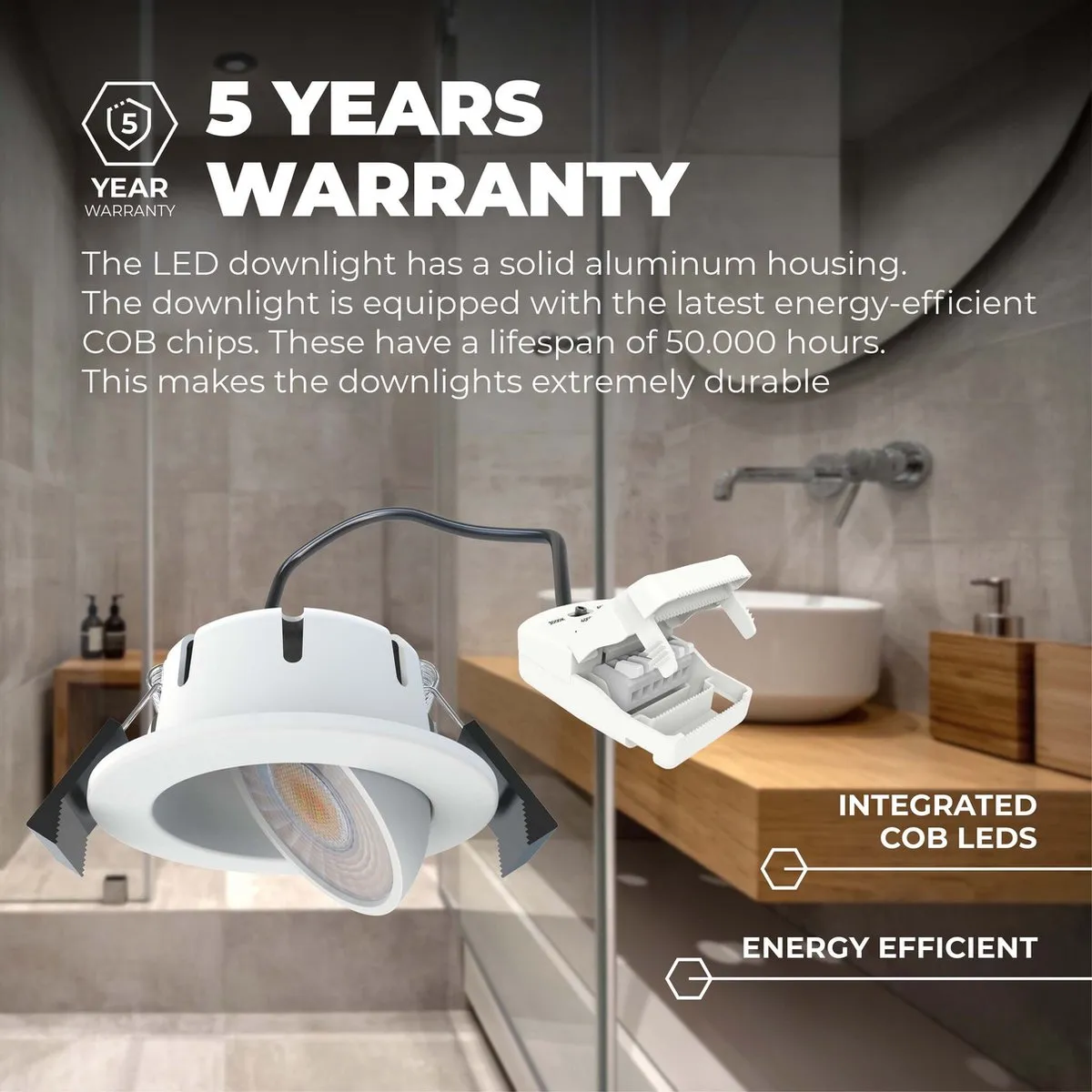 Ledvion - 3X LED Inbouwspot - Wit - Dimbaar - 5W - IP65 - CCT - COB - Ø75mm