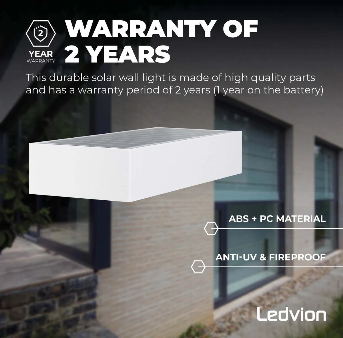 Ledvion Solar LED Wandlamp 6W 3000K IP65 - Wit