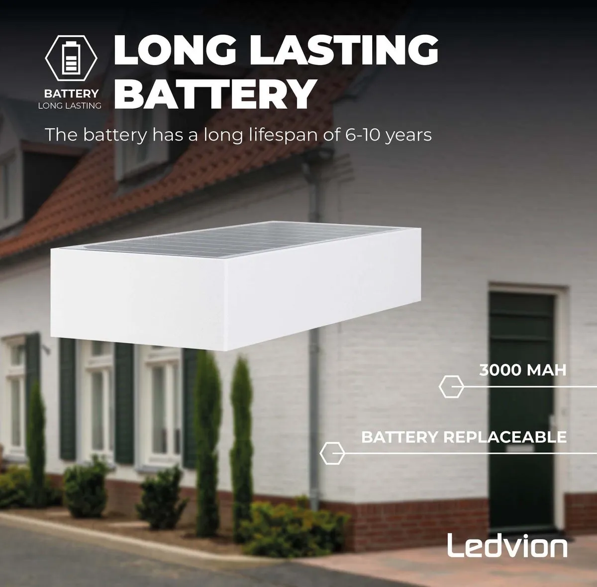 Ledvion Solar LED Wandlamp 6W 3000K IP65 - Wit