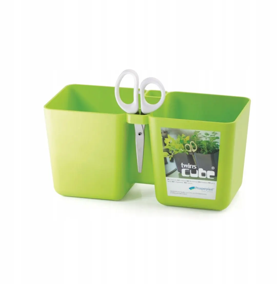 Dubbele Kruidenpot Twins Cube DTC245 met Schaar
