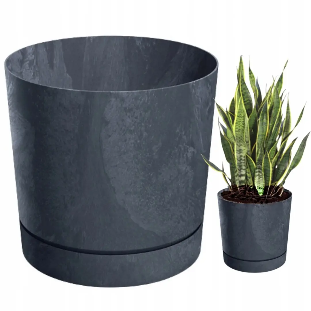 Tubo Beton Effect Pot met Schotel 11 Antraciet