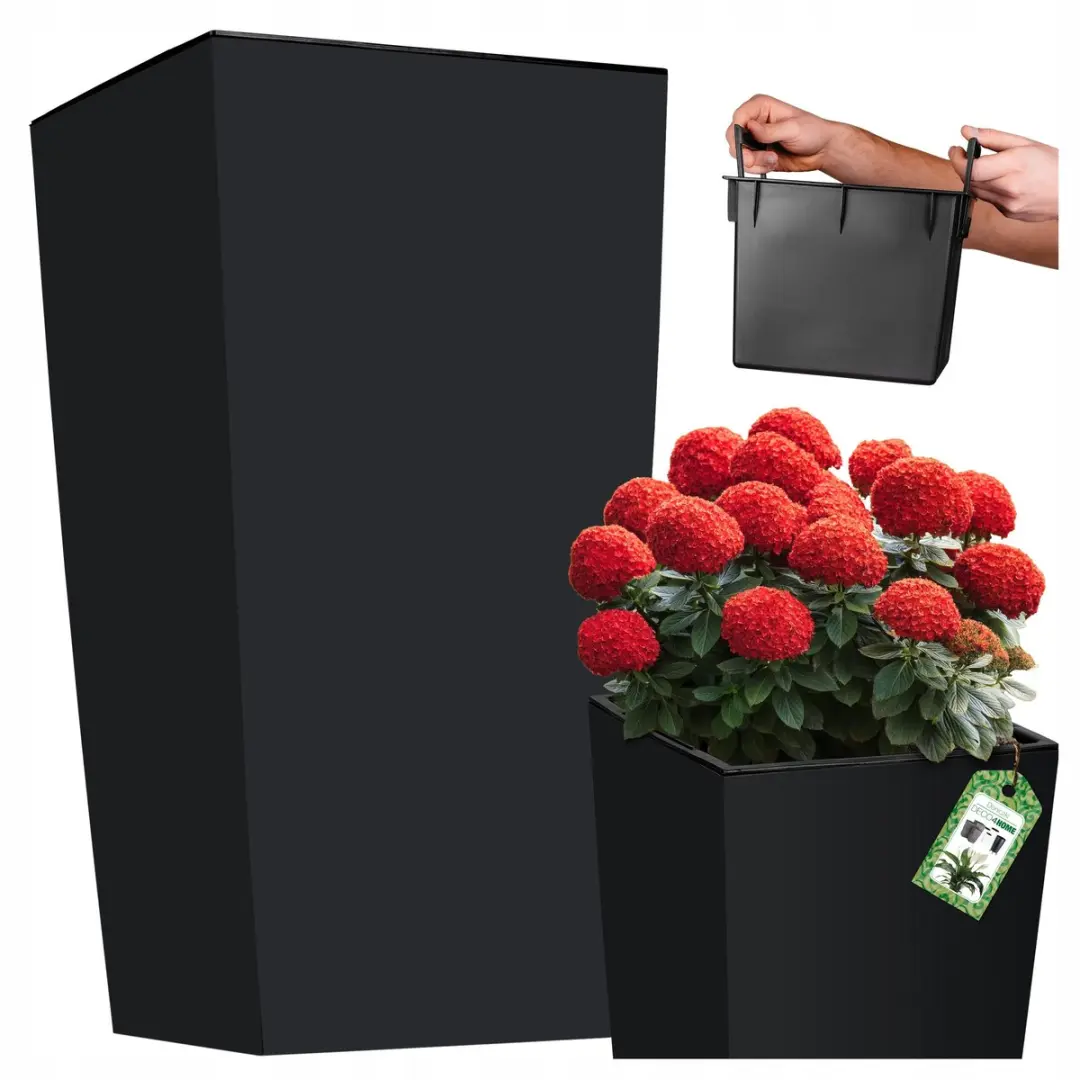 Moderne Antraciet Matte Terras Pot 50cm met Inzetstuk