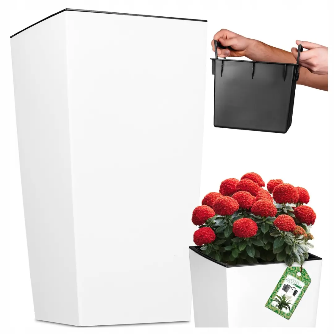 Moderne Witte Matte Plantenbak 45cm met Inzetstuk