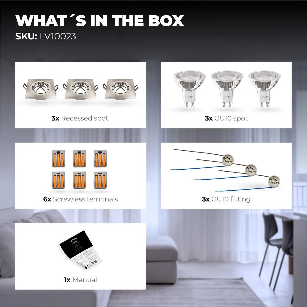 Ledvion Sevilla 3X Inbouwspot Dimbaar 3W 6500K - RVS - afbeelding 6 van 6