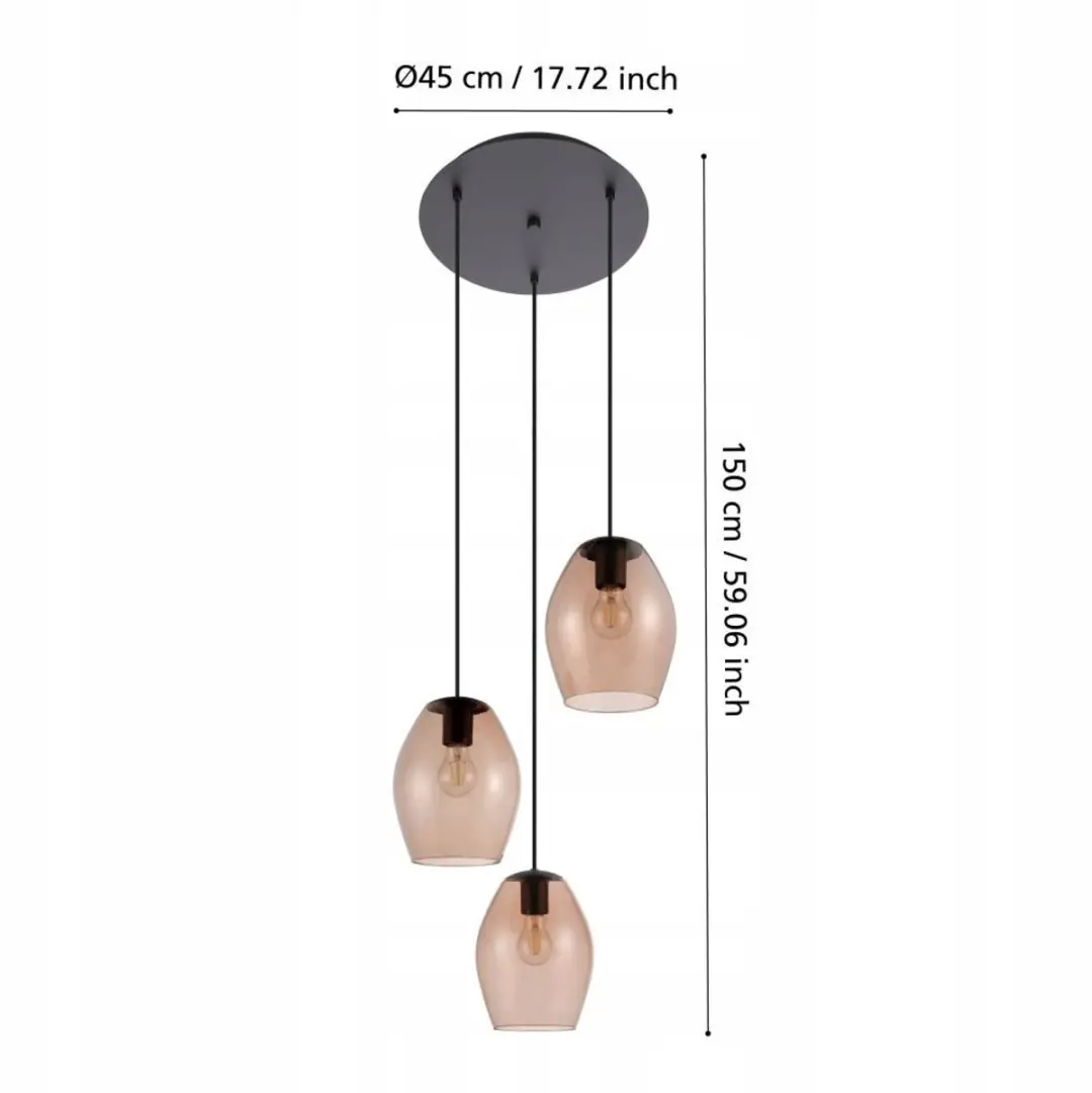 Eglo Estanys 1 Hanglamp - 3 lichtpunten Zwart - afbeelding 3 van 5