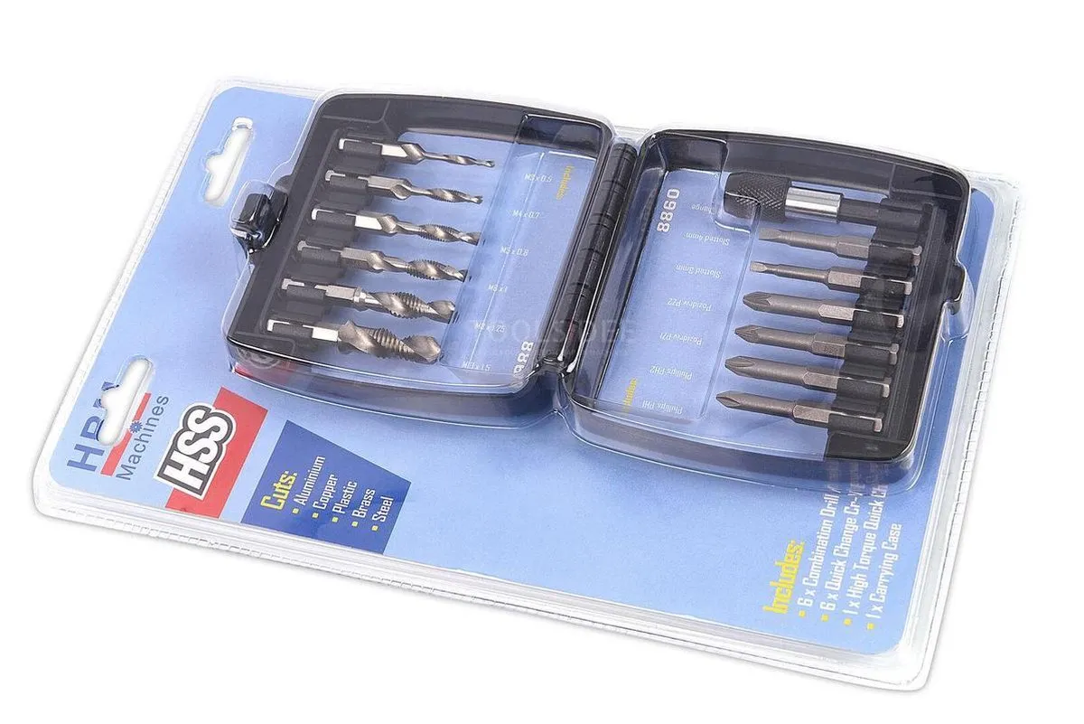 HBM 14-delig Tapboor & Bitset M3-M5 - o.a. Aluminium/staal
