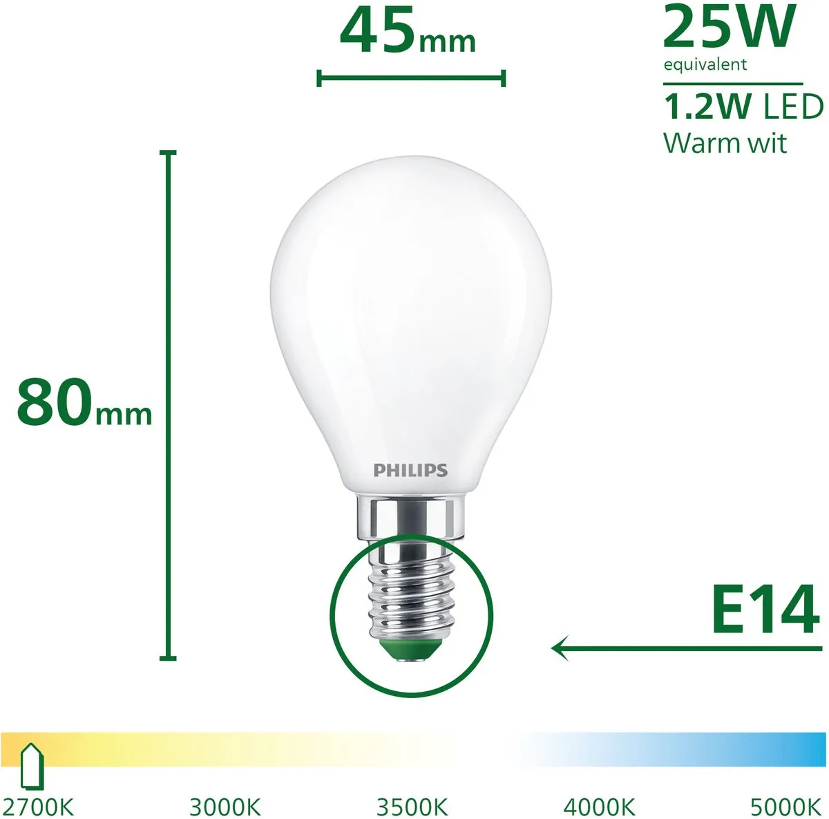 Philips UltraEfficient LED E14 25W Warmwit Mat P45 - afbeelding 4 van 6