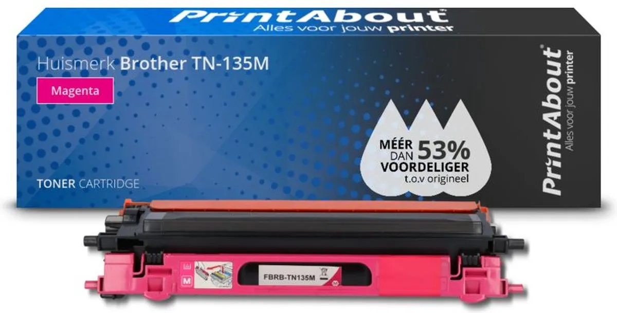 PrintAbout Brother TN-135M Magenta Toner - 4.500 Afdrukken