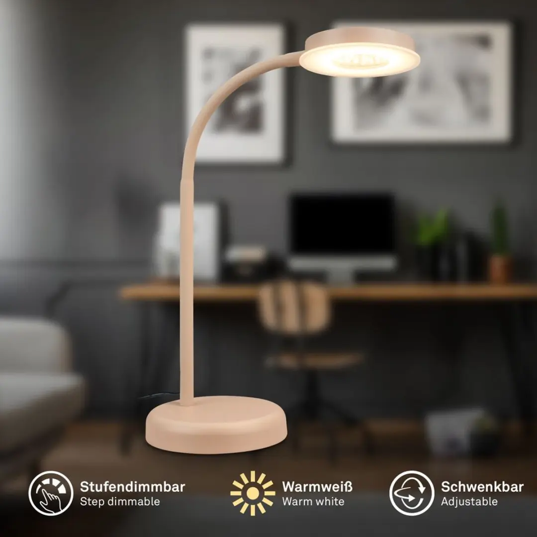 Briloner MEGG LED Tafellamp - Beige 800lm - afbeelding 4 van 6