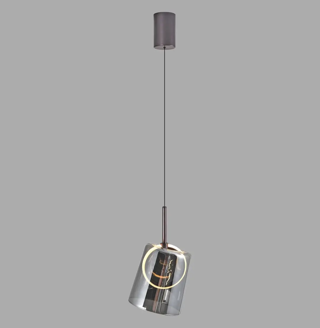 Paul Neuhaus Zula Hanglamp LED 6W - 60-200cm Rookgrijs Glas - afbeelding 5 van 5