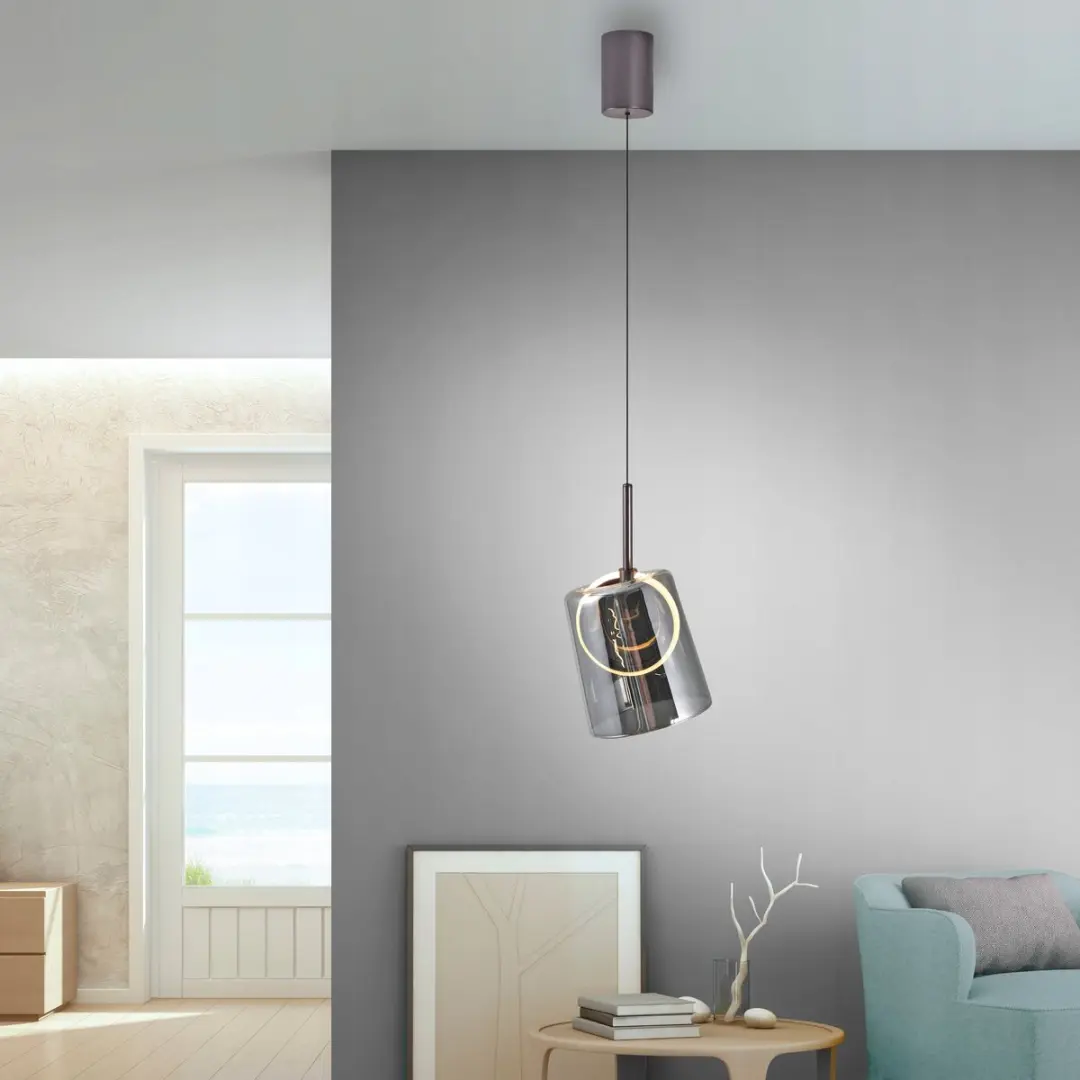Paul Neuhaus Zula Hanglamp LED 6W - 60-200cm Rookgrijs Glas - afbeelding 2 van 5