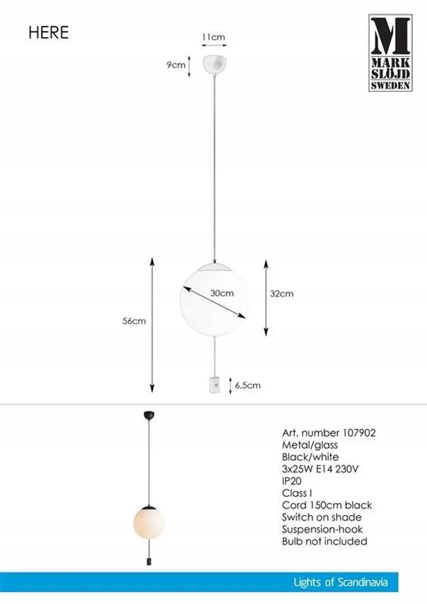 Markslöjd HERE Hanglamp 3xE14 - 56cm - afbeelding 5 van 5
