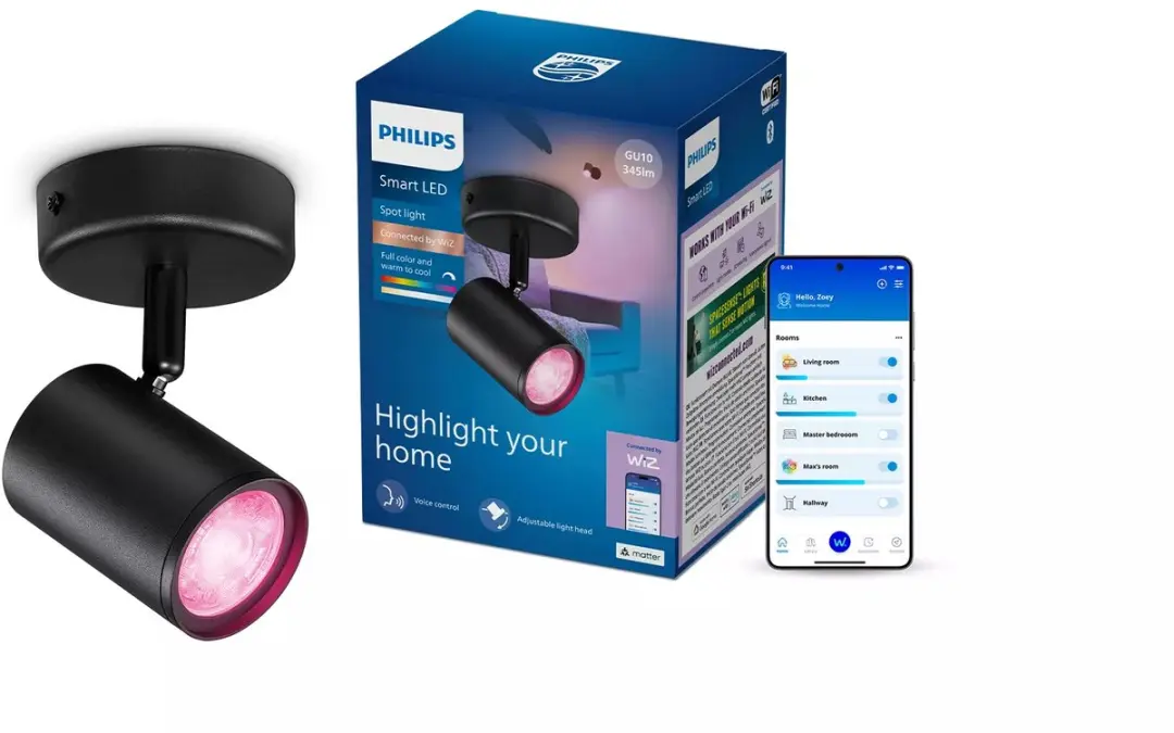 Philips Smart Lighting Opbouwspot RGB GU10 345lm - Zwart - afbeelding 4 van 6