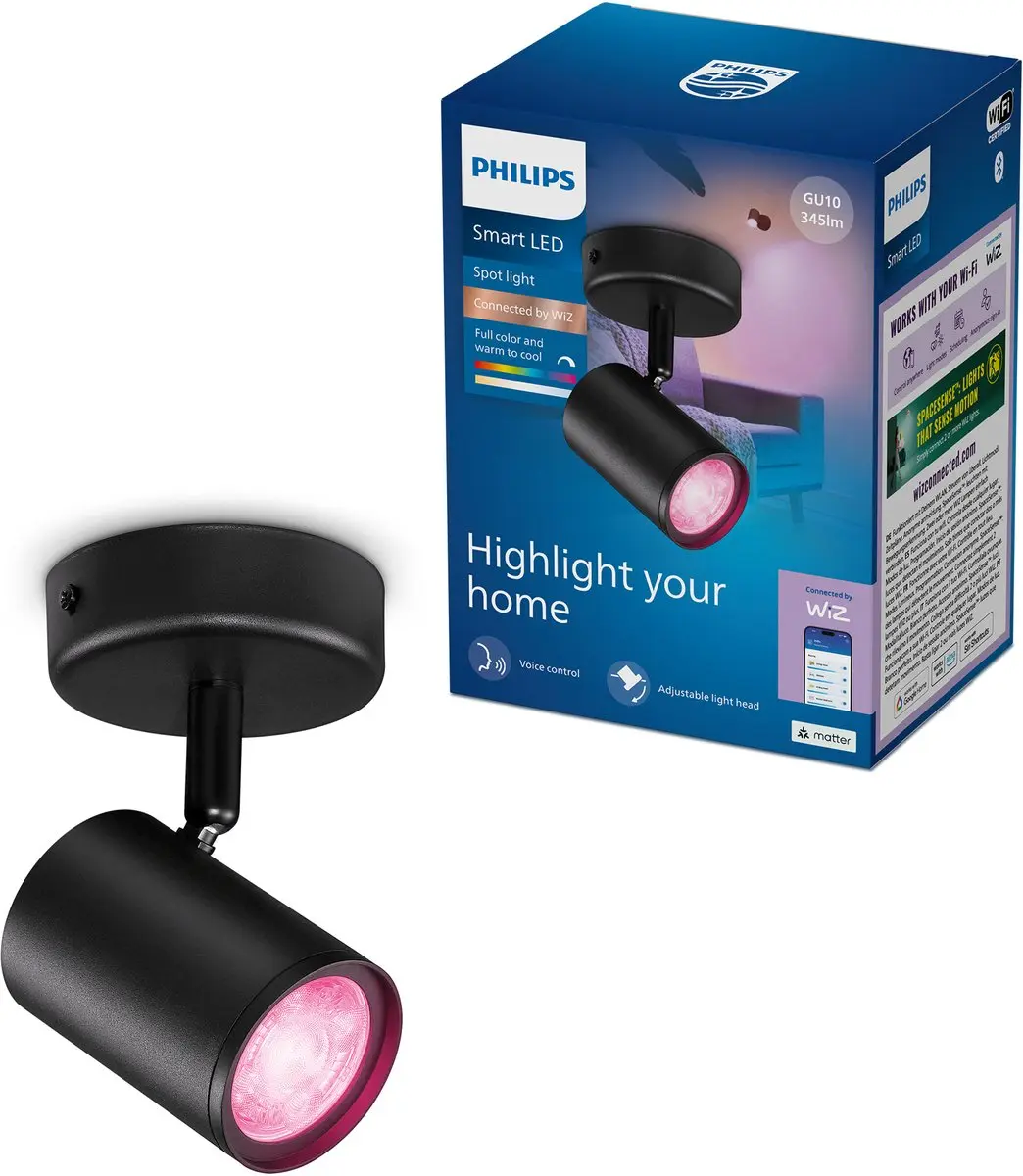 Philips Smart Lighting Opbouwspot RGB GU10 345lm