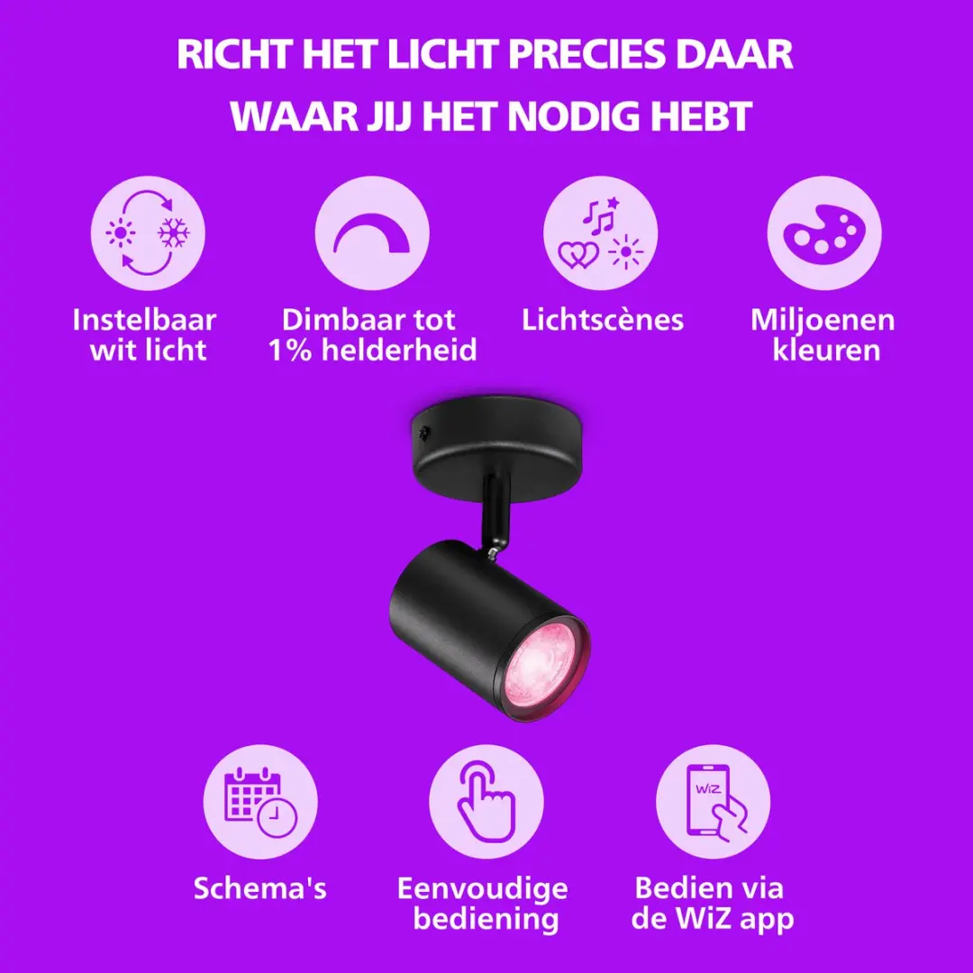 Philips Smart Lighting Opbouwspot RGB GU10 345lm - Zwart - afbeelding 5 van 6