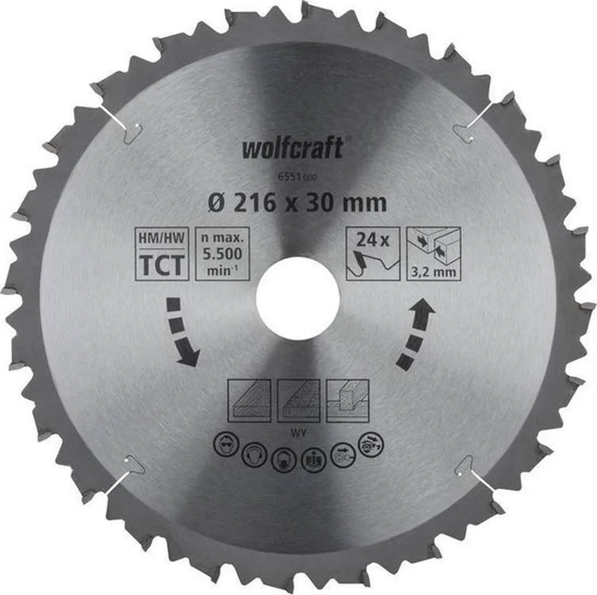 Wolfcraft Cirkelzaagblad 216mm 24 Tanden - Afkortzaag