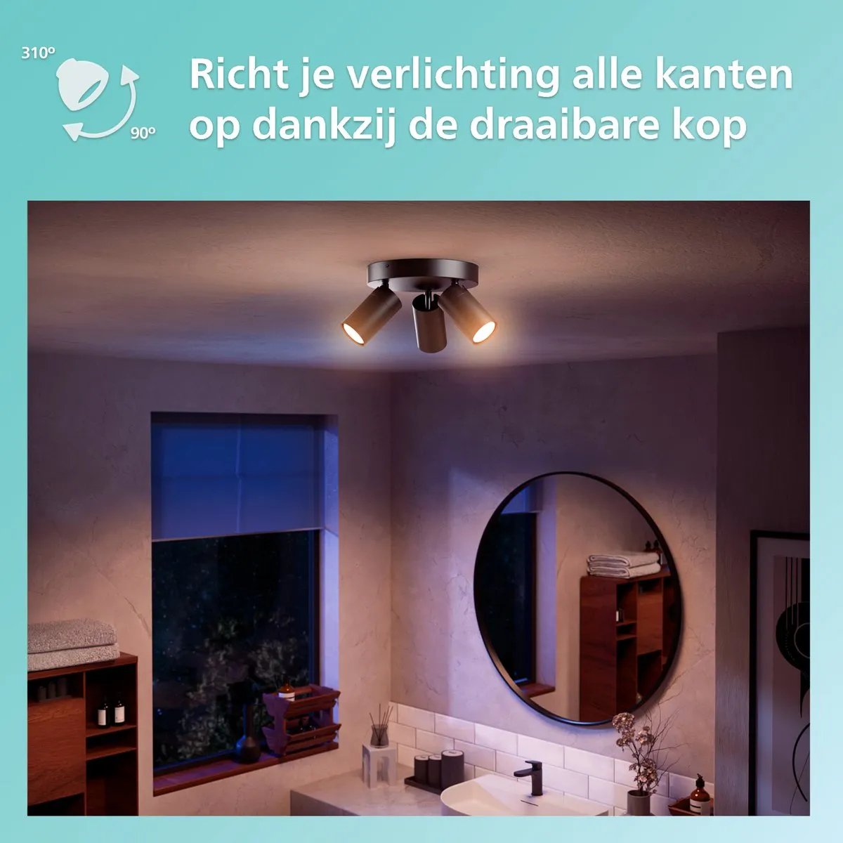 Philips Idris Spot Plafondlamp 3x5W IP44 - Zwart