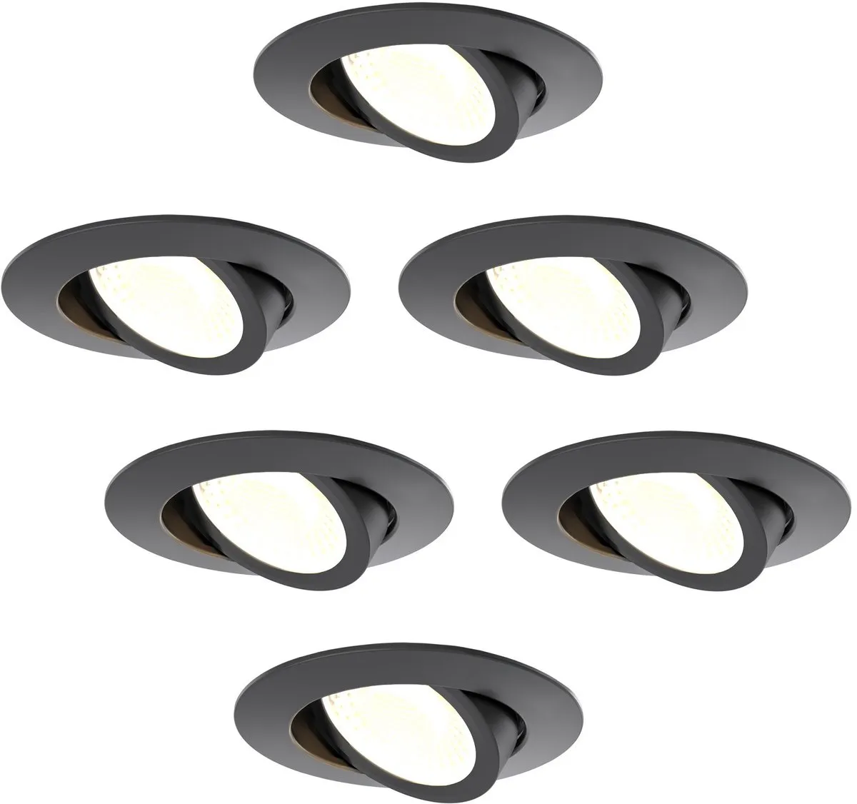 LEDVION 6x Inbouwspot Zwart 8cm