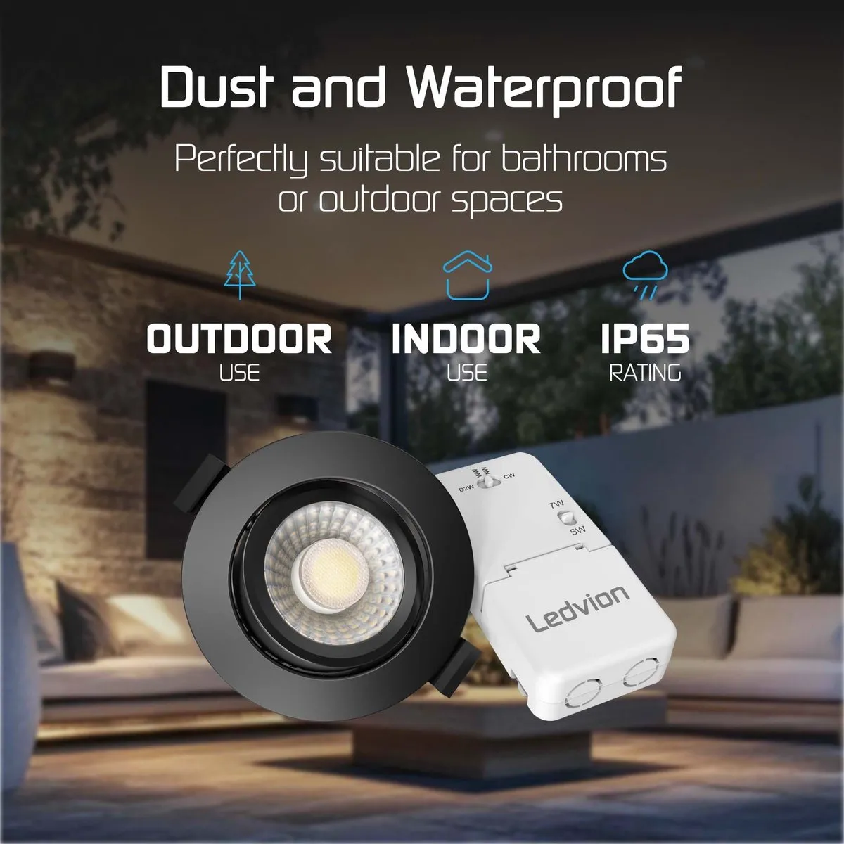 LEDVION 6x Inbouwspot Zwart 8cm - IP65 Kantelbaar