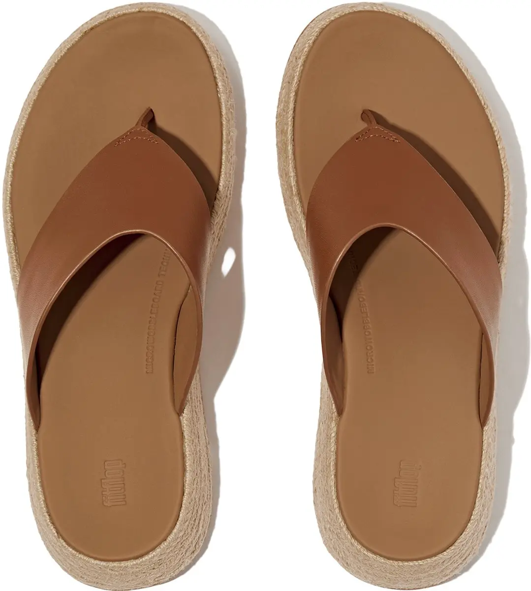 FitFlop F-Mode Espadrille Leather Flatform T/Post Sandals BRUIN