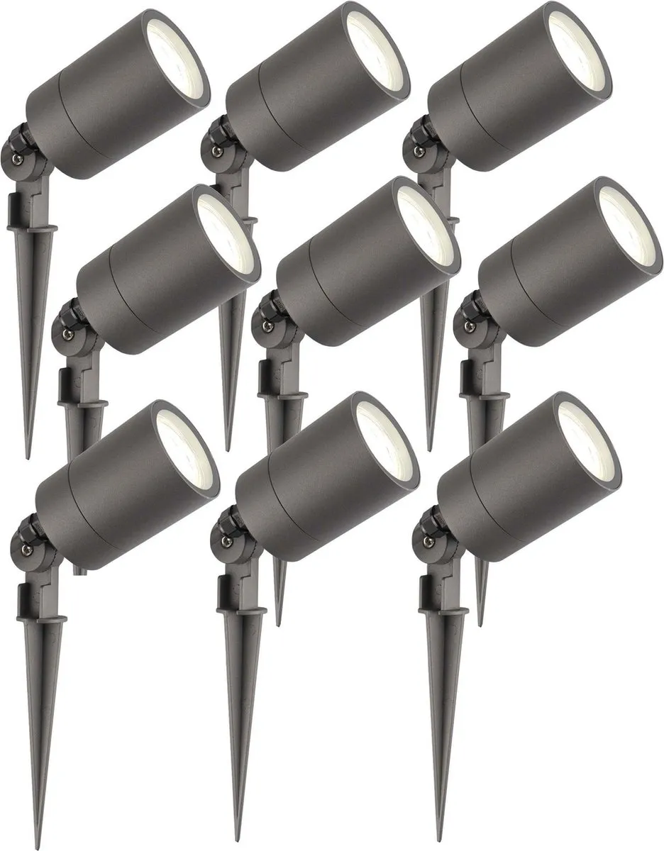 LEDVION 9x LED Prikspots Antraciet IP65 5W 4000K