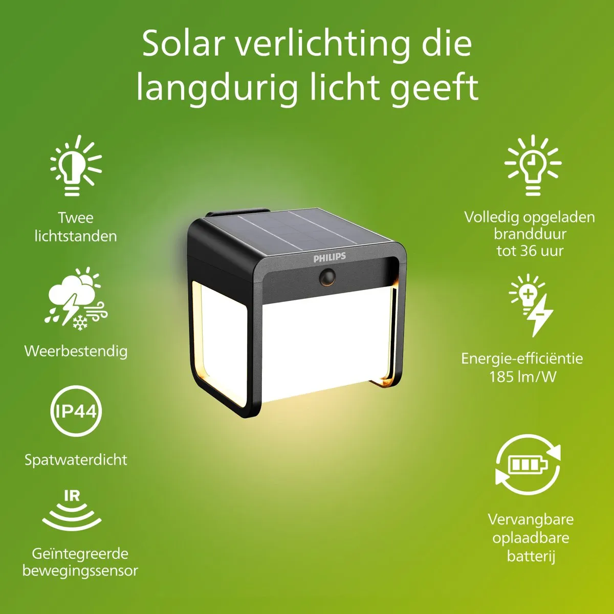 Philips Ezra Wandlamp Zwart - 1.8W Warm Wit 3000K