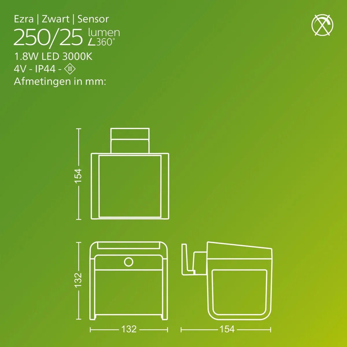 Philips Ezra Wandlamp Zwart - 1.8W Warm Wit 3000K