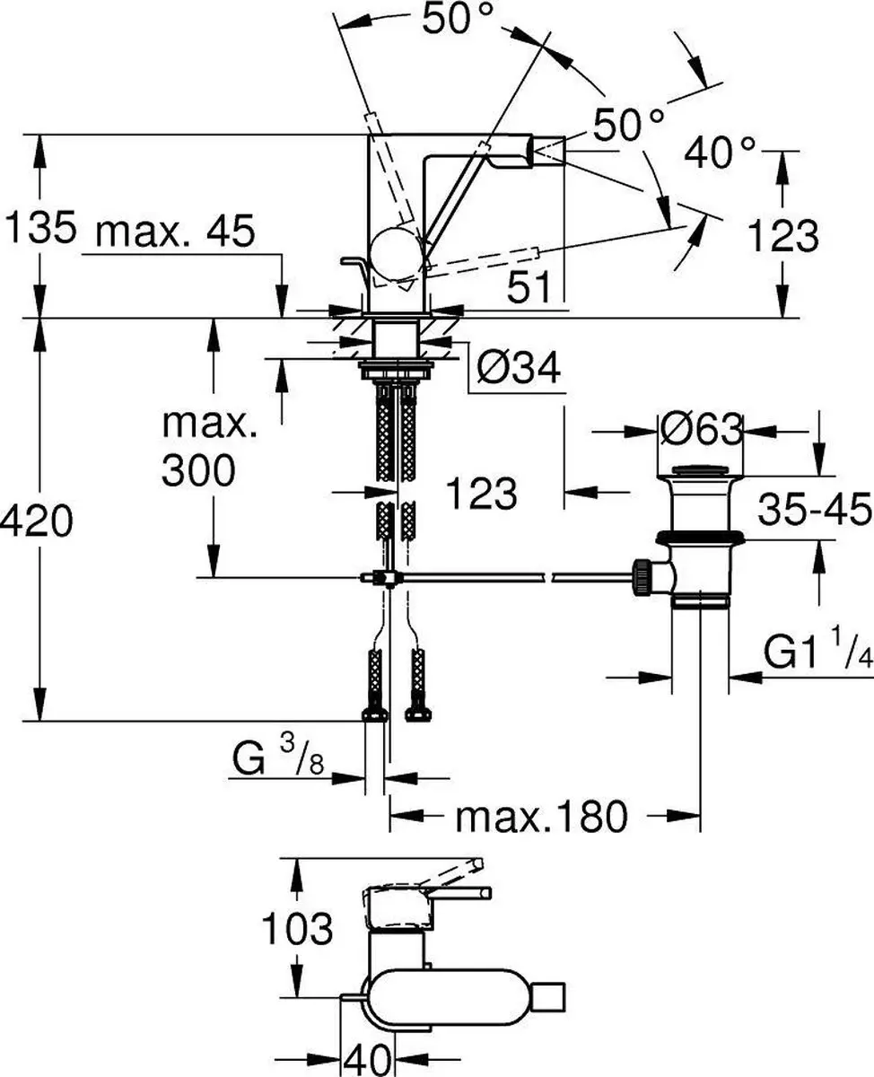 GROHE Plus Bidetmengkraan 33241AL3 - Hard Grafiet Geborsteld - afbeelding 4 van 4