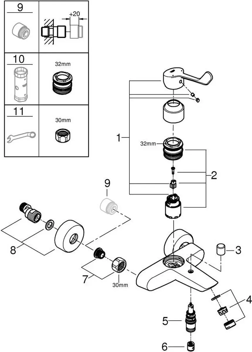Grohe Eurosmart Badmengkraan 25243003 - afbeelding 3 van 4