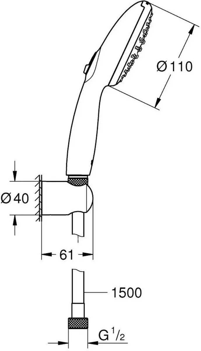 Grohe Tempesta 110 Handdoucheset 150cm - Chroom - afbeelding 6 van 6