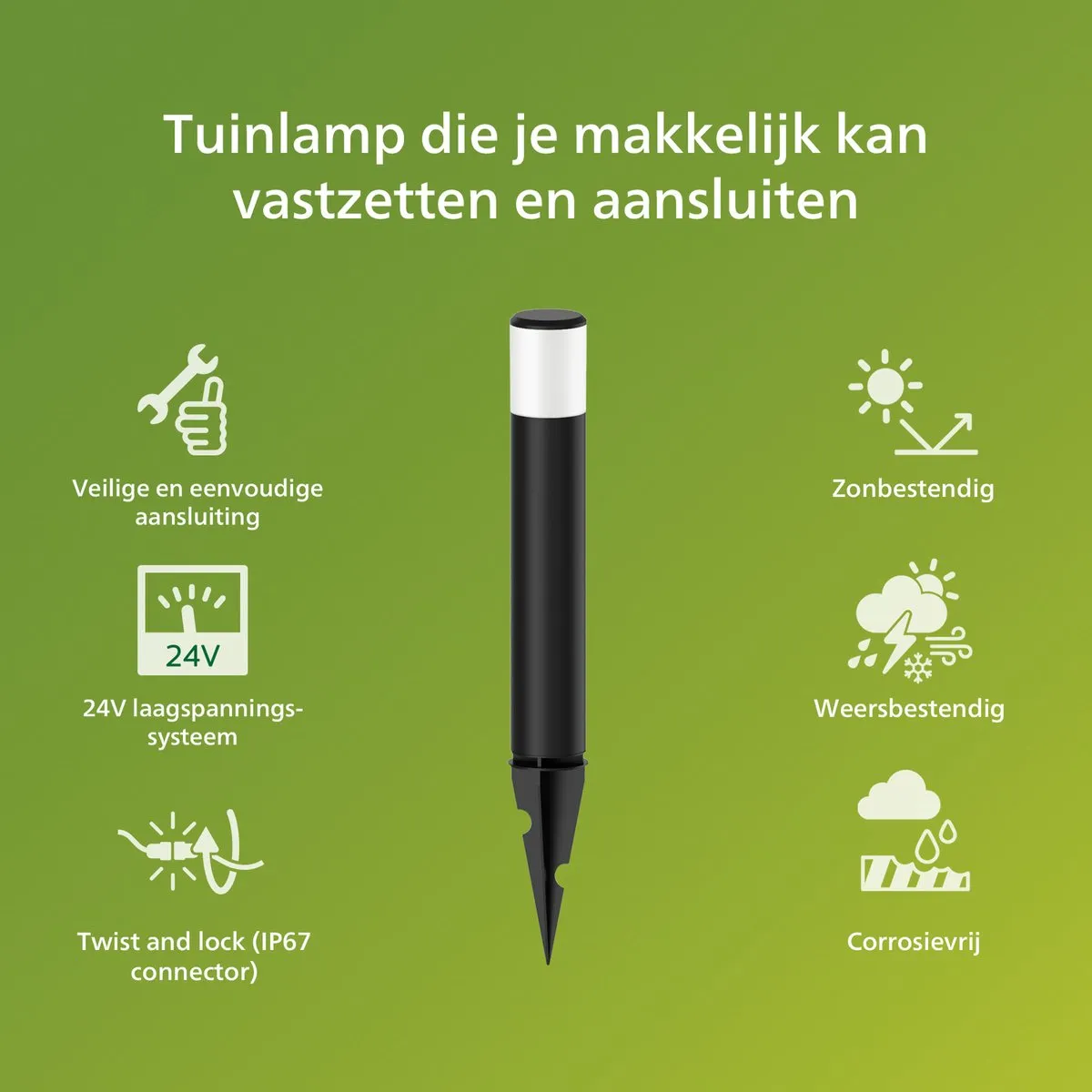 Philips GardenLink Purex 24V Sokkellamp - Zwart