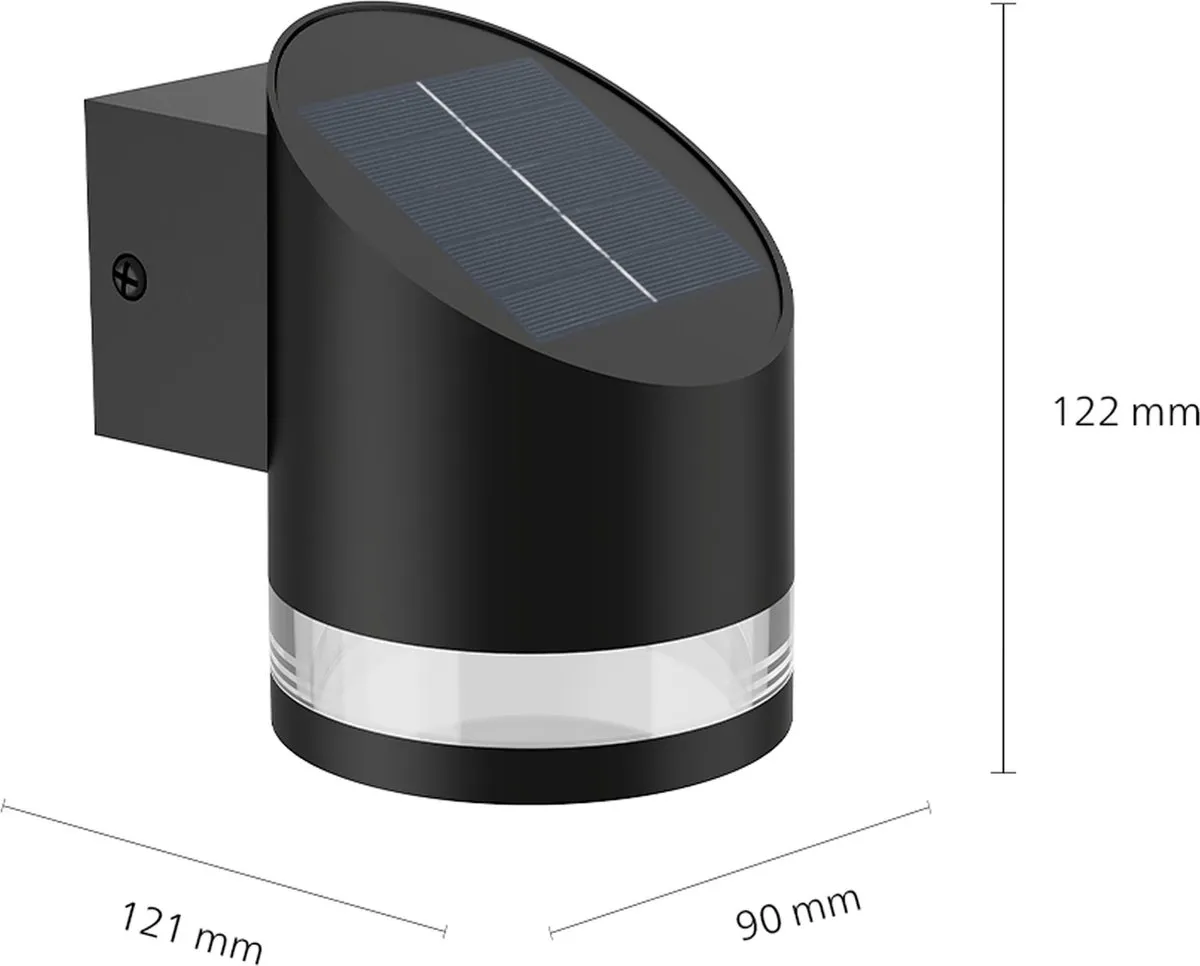 Philips Fyve Solar Wandlamp - Zwart