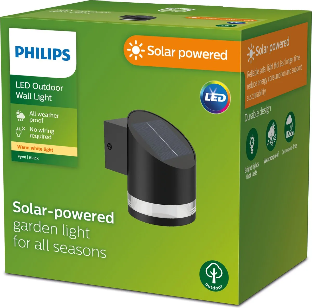 Philips Fyve Solar Wandlamp - Zwart